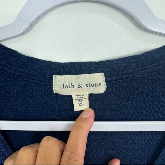 Anthropologie Cloth & Stone Nila T shirt Maxi Dress Side Slits Blue Size XS - Picture 4 of 12